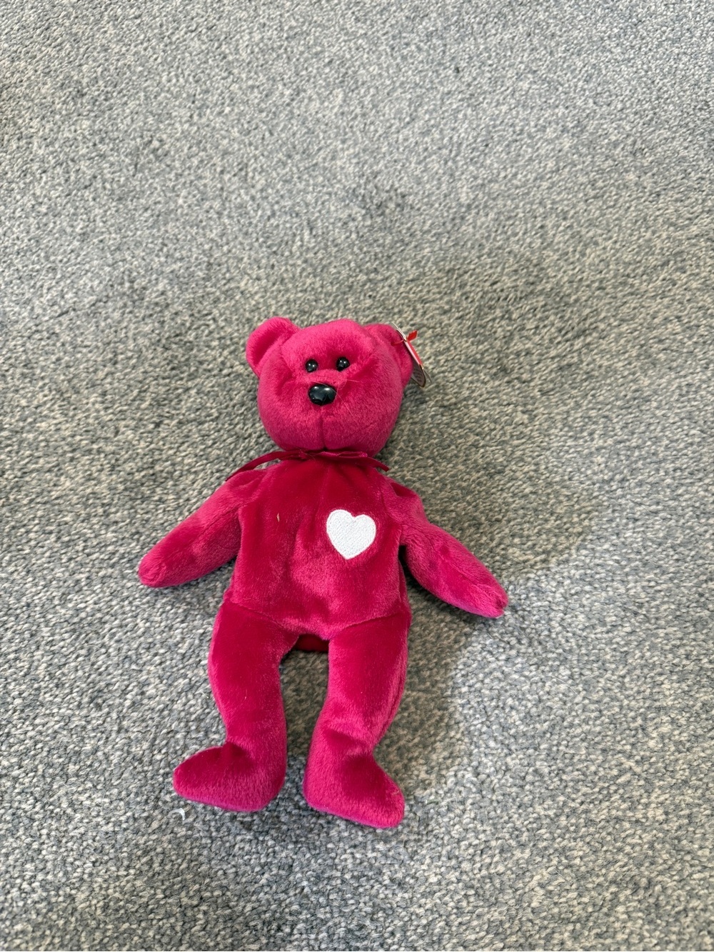 NWT RARE* Ty Beanie Babies Valentina Bear Pink w/ White Heart Patch 1998